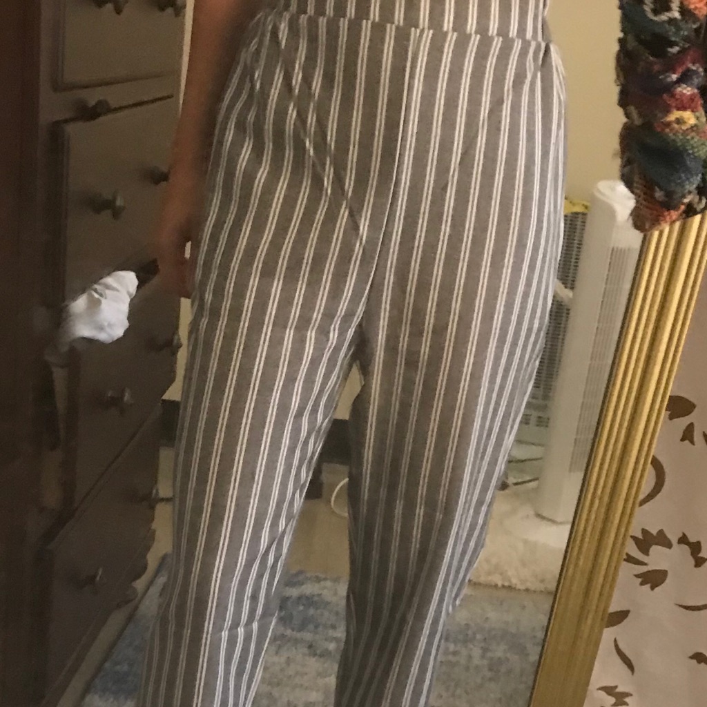 Grey And White Striped Pants